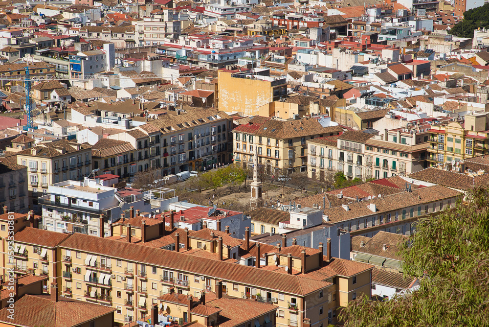Buildings at La Merced square, Malaga city, Andalusia, Spain