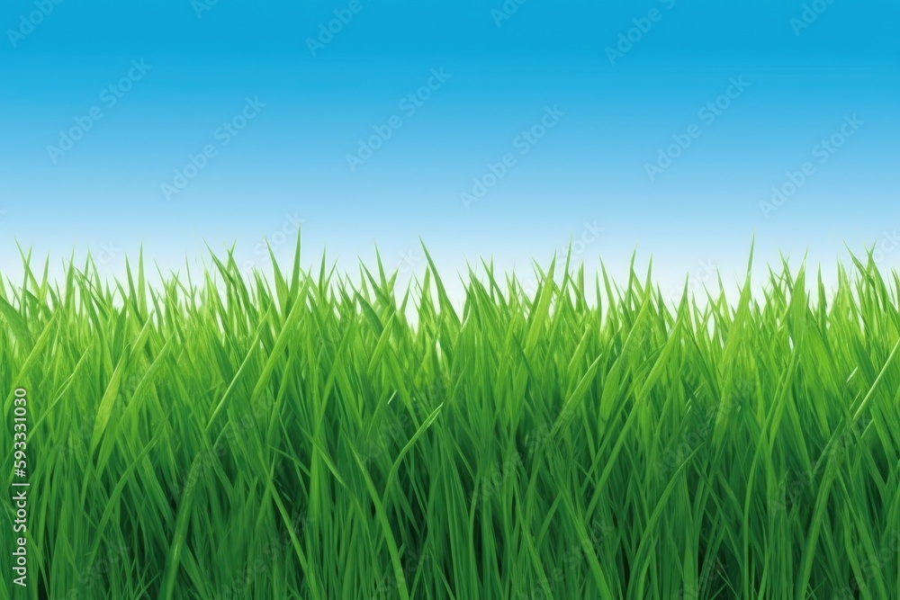 Grass that is green with a clear sky. Generative AI Grass that is green with a clear sky. Generative AI