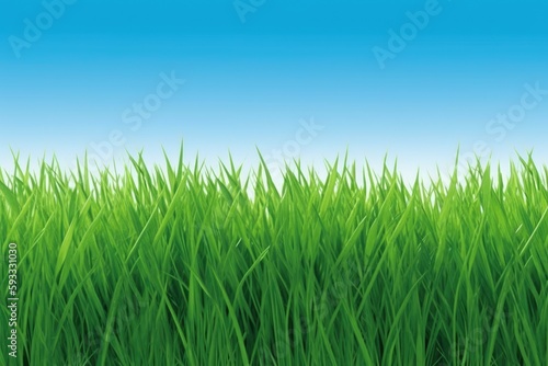 Grass that is green with a clear sky. Generative AI