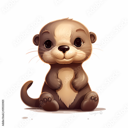 Baby Otter illustration. Generative AI