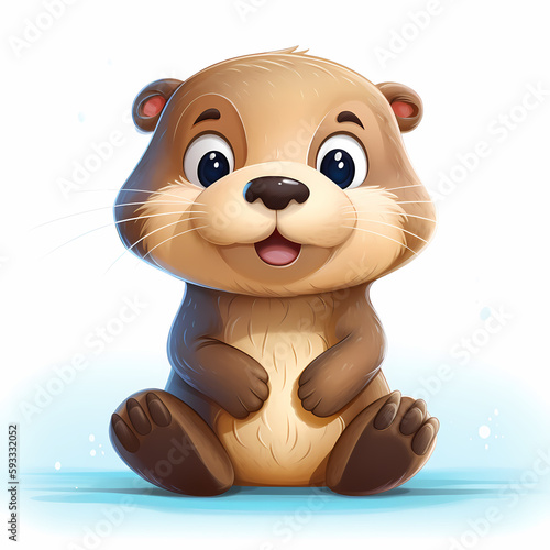 Baby Otter illustration. Generative AI