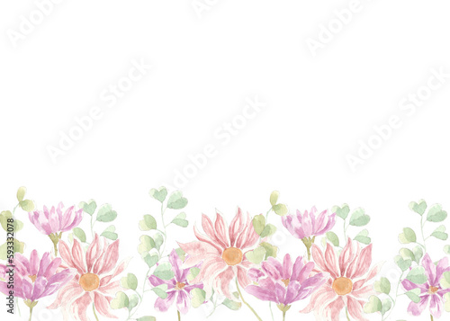 dahlia watercolor flowers background © Choirun Nisa
