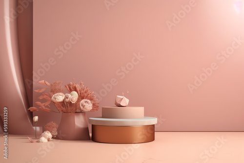 A creatively designed stage podium scene for showcasing Mother s Day concepts and gift ideas  generative by AI.