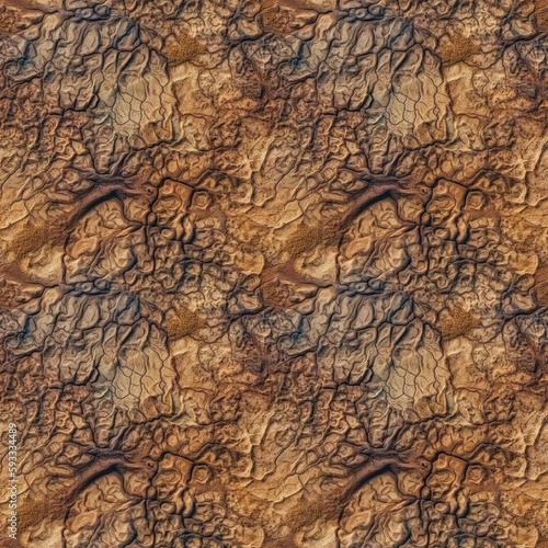 Dry cracked soil texture and background of desert ground. AI generative illustration.