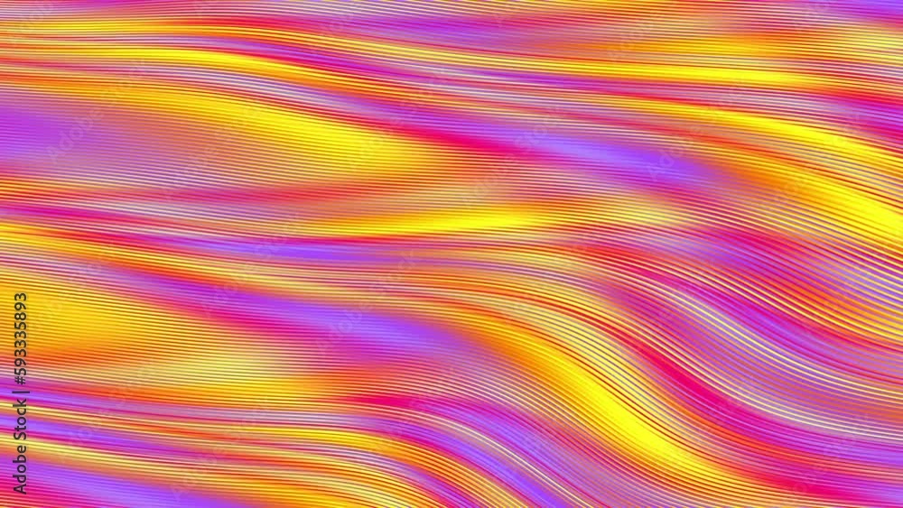 Looping abstract psychedelic wavy background for loop playback. 4k video. Wavy thin lines