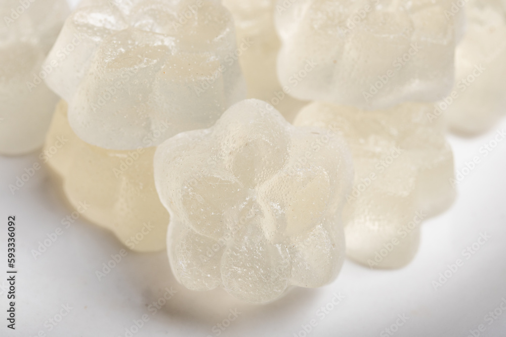 Crispy jelly in a white plate. Traditional Thai dessert. Crispy jelly in a white plate. Traditional Thai dessert.