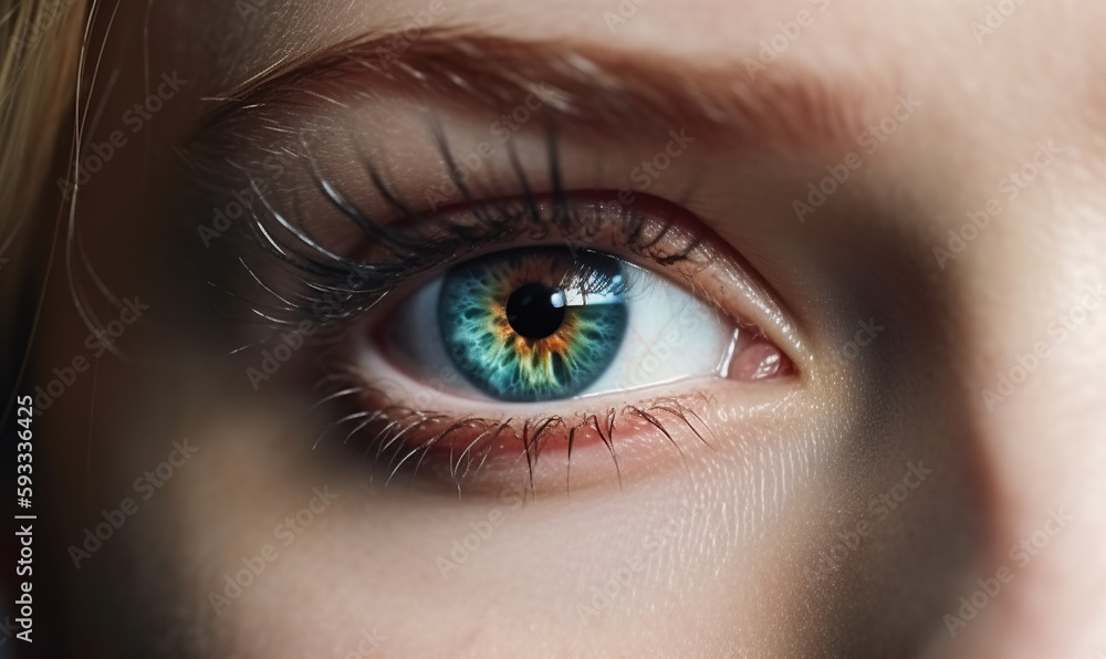 Fototapeta premium PROMER PLANO DE OJOS INTERRACIALES ilustraciones de IA generativas.