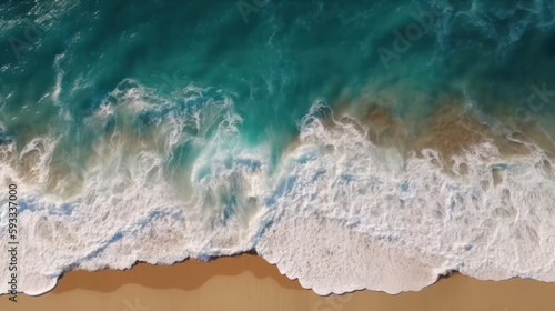 Aerial View of Ocean Waves on the Beach