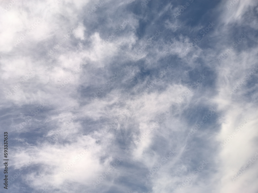 Blurred clouds that seem to be stuck in the sky with abstract shapes. Blue sky