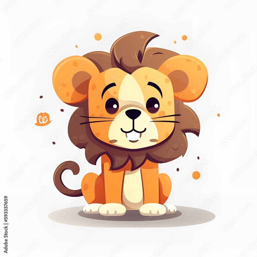 Fototapeta premium Comic Lion on white background