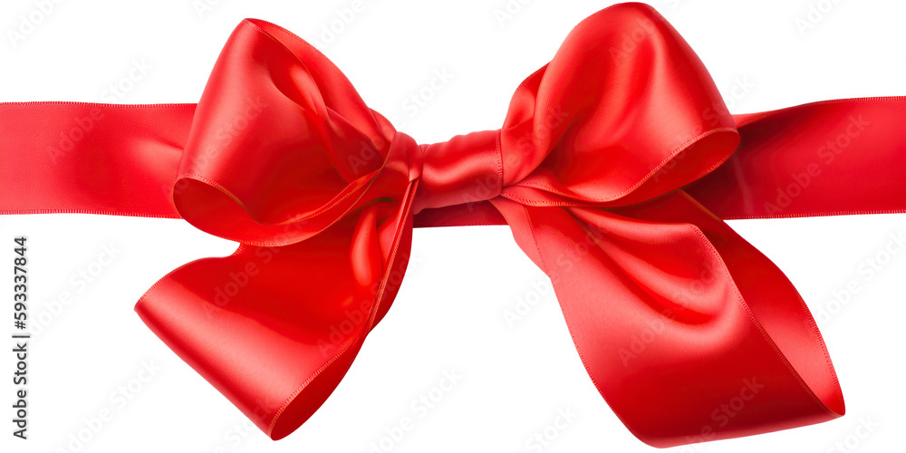 Shiny red ribbon with beautiful silk bow, close up decorative element isolated on transparent background. PNG raster illustration. Generated with AI. Shiny red ribbon with beautiful silk bow, close up decorative element isolated on transparent background. PNG raster illustration. Generated with AI.