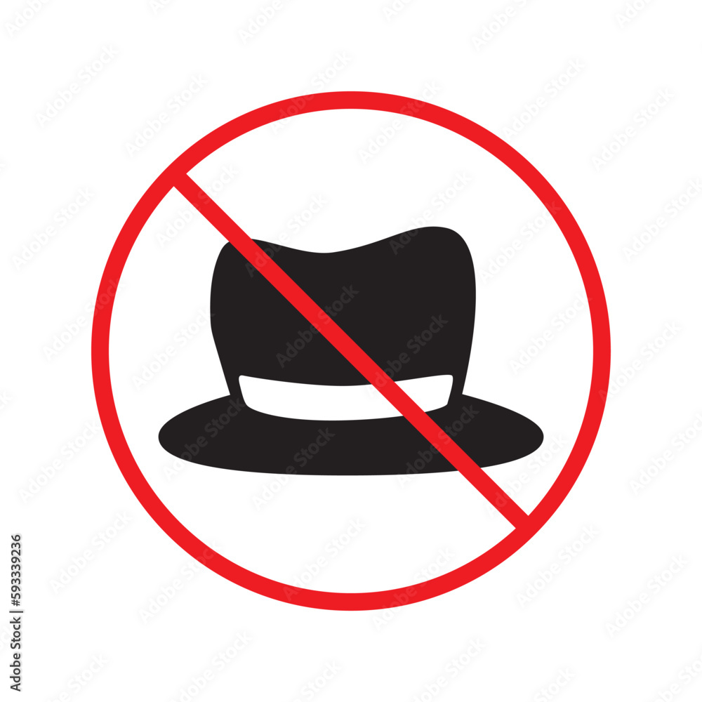 No Hat Icon Forbidden Dressing Icon No Hat Vector Sign Warning