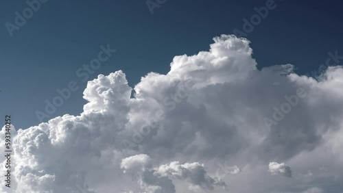 Slow motion shot of clouds moving in the blue sky