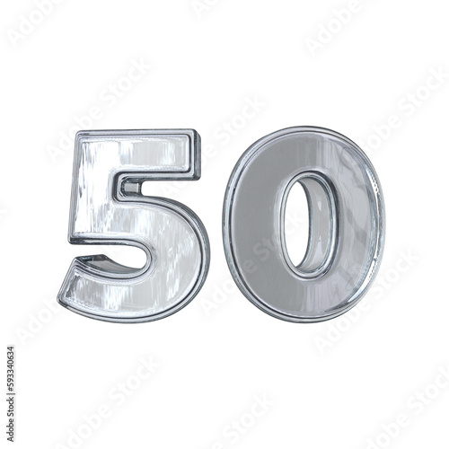 Number 50 3D rendering transparent background