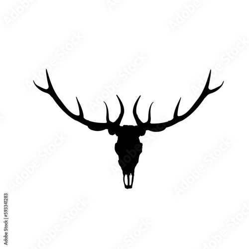 vector deer skull with horns, Deer antlers silhouette