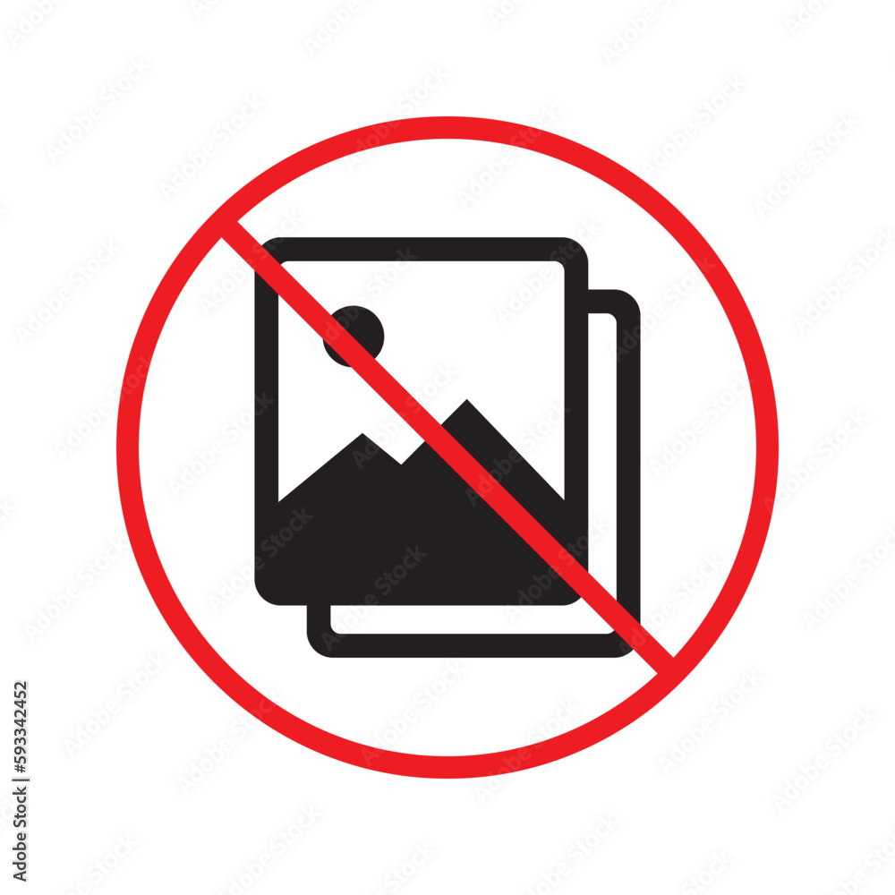 No image icon. Forbidden picture icon. No photo vector sign. Warning, caution, attention, restriction ban label attention danger flat sign design. Do not take a picture symbol pictogram No image icon. Forbidden picture icon. No photo vector sign. Warning, caution, attention, restriction ban label attention danger flat sign design. Do not take a picture symbol pictogram