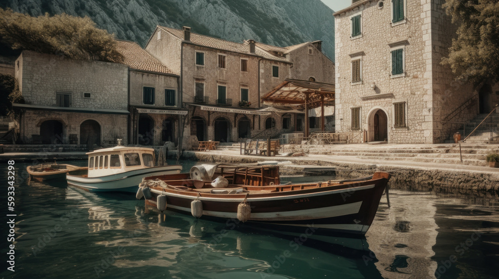 Port by Italian houses. Generative AI