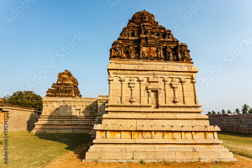 Exterior of a Hindu temple in Hampi, Karnataka, India, Asia
