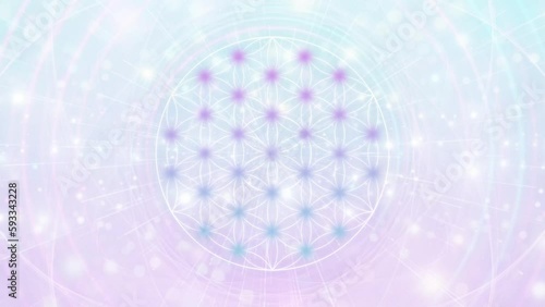 Ethereal Flower of Life Sacred Geometry Pastel Colors Meditation Visualization, Animation, Video