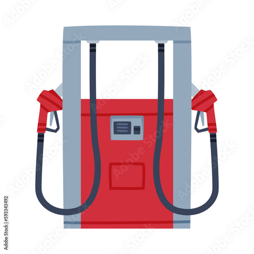 Gas Filling Station with Gasoline Pump as Facility with Fuel for Motor Vehicle Vector Illustration