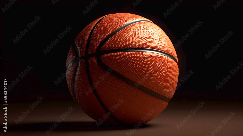 basketball close up on dark background