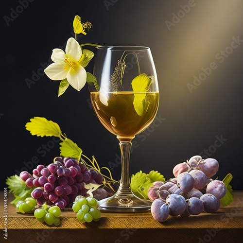 vino bianco e fiori