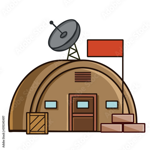 Military base. Army post. Protective building. Modern military camp.
