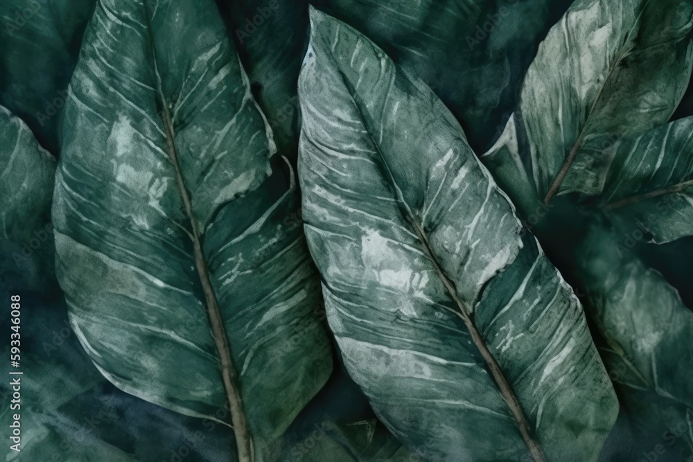 watercolor botanical image of tropical leaves. Generative AI watercolor botanical image of tropical leaves. Generative AI