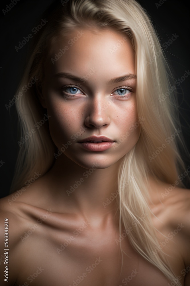 Fototapeta premium Portrait of young swedish girl with blonde hair. Designed using generative ai