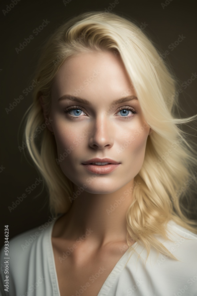 Portrait of a swedish girl with blonde hair. Designed using generative ai