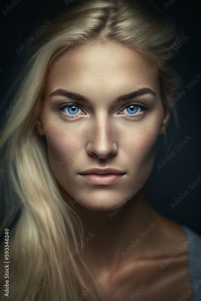 Portrait of a swedish girl with blonde hair. Designed using generative ai