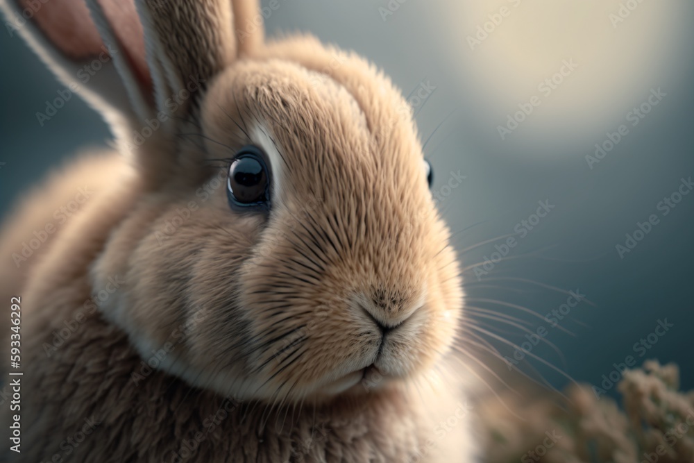 Close-up of a bunny. designed using generative ai
