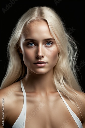 Portrait of young swedish girl with blonde hair. Designed using generative ai