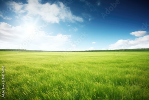 a grassy field and a blue sky serve as the backdrop. Generative AI