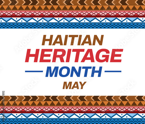 Haitian Heritage Month backdrop design in traditional style with colorful design and text. Heritage month haitian concept design photo