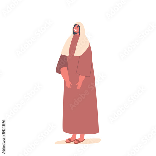 Ancient Israelite Woman Character In Traditional Dress Isolated on White Background. Concept of History of the Past