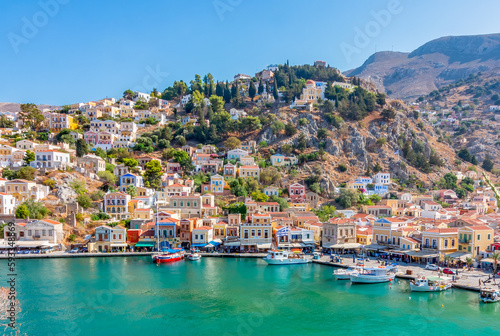 Fototapeta Naklejka Na Ścianę i Meble -  Symi town cityscape on Dodecanese islands, Greece