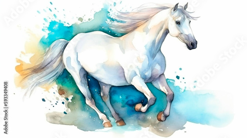 a beautiful white stallion  Genetically engineered with artificial intelligence  