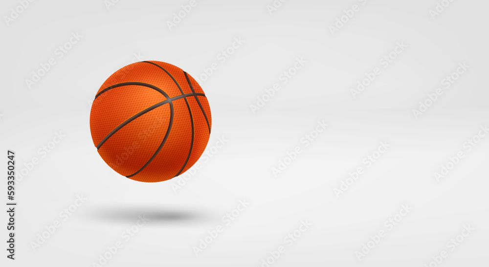 Basketball ball. 3d vector banner with copy space