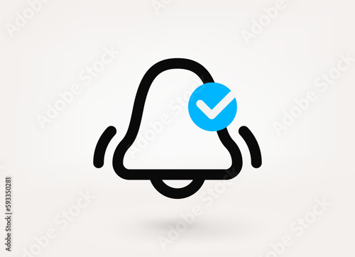 Bell pictogram with ban mark. 3d vector icon