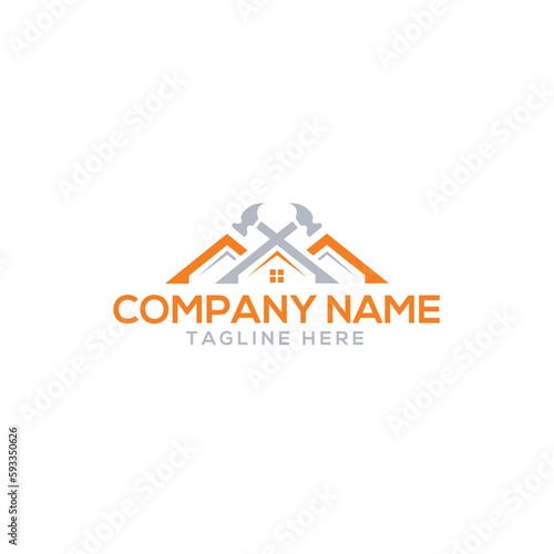 Creative Home Construction Concept Logo Design Template

