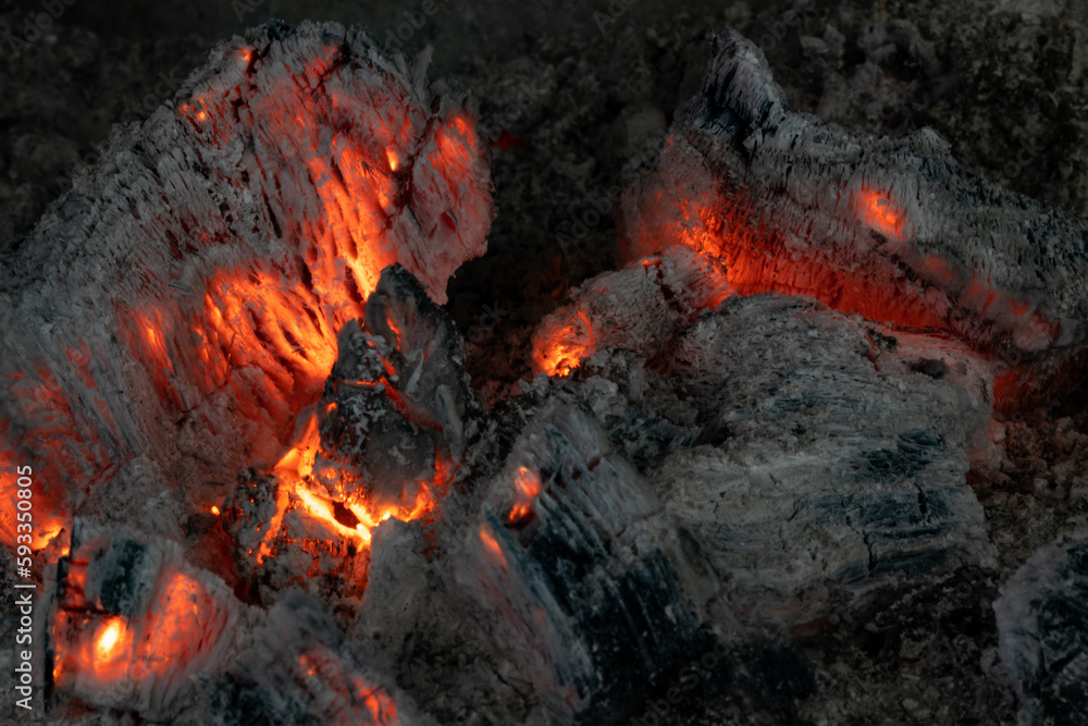 Wood fire. Burning embers with bright color. Wood fire with hot embers and ashes. Background dedicated to the barbecue and the flames in the fire similar to lava and burning coal in a fireplace. Wood fire. Burning embers with bright color. Wood fire with hot embers and ashes. Background dedicated to the barbecue and the flames in the fire similar to lava and burning coal in a fireplace.