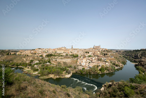 Toledo, Spain - April 9, 2023: Panoramic view of the city of Toledo