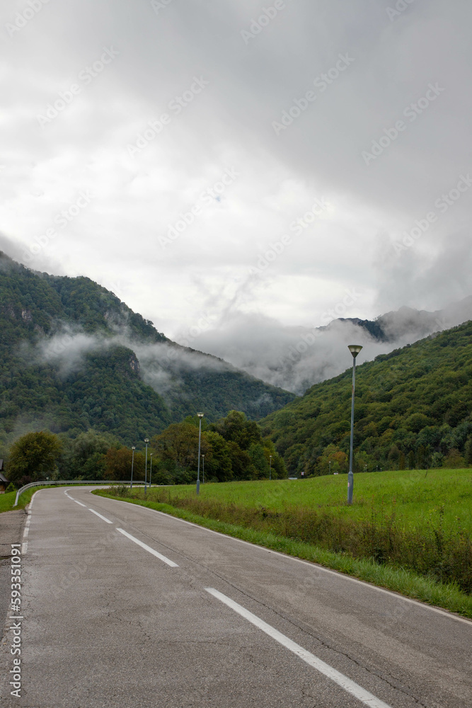 Fototapeta premium fog over forest and mountains