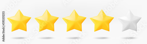 Four stars rating concept. 3d vector isolated on white background