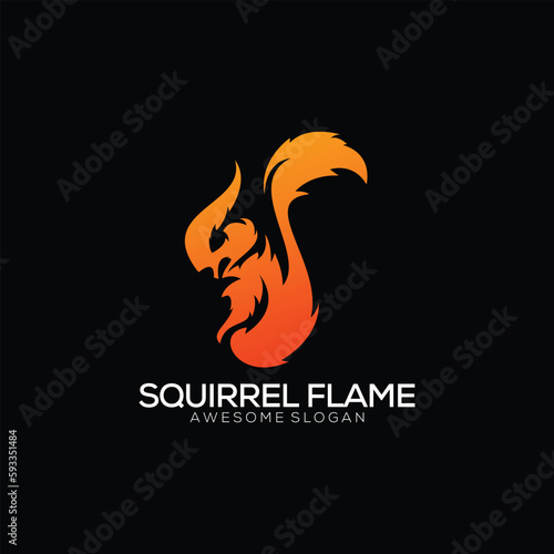 squirrel with flame logo