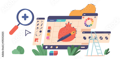 Set of Graphic Designer Tools, Including Tablet, Stylus, Markers, And Software Ready For Creating Stunning Designs