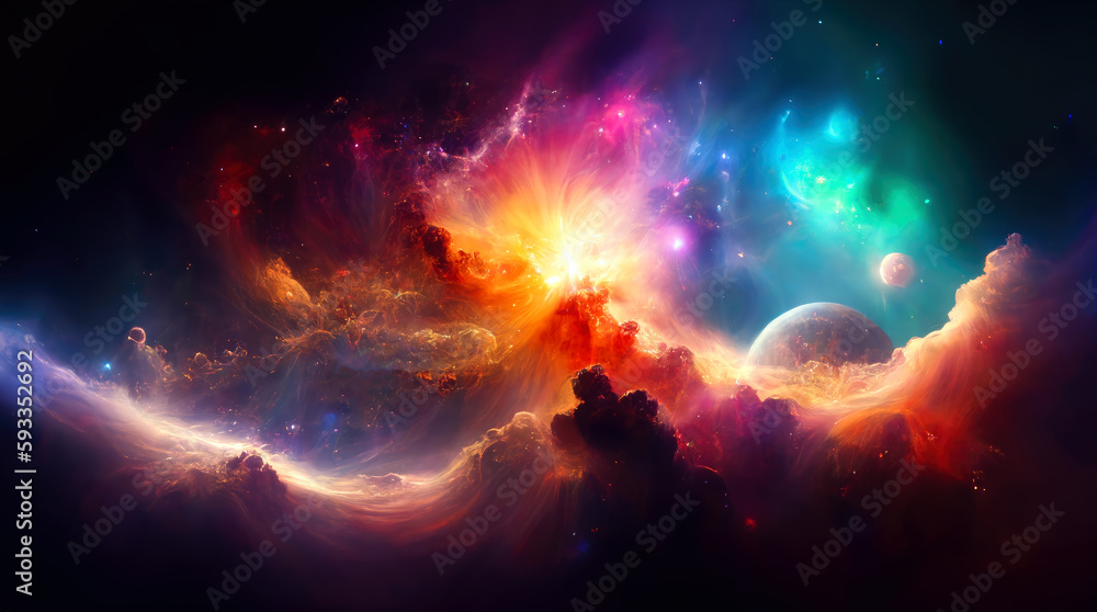 Naklejka premium Cosmic space and stars, cosmic abstract background. generative ai.