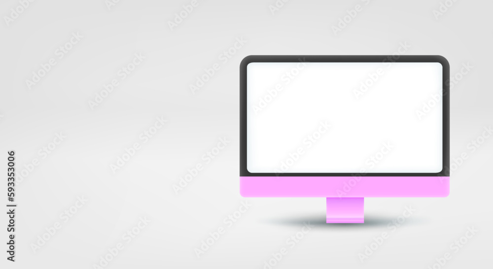 Modern computer monitor with blank screen. 3d vector banner with copy space Modern computer monitor with blank screen. 3d vector banner with copy space