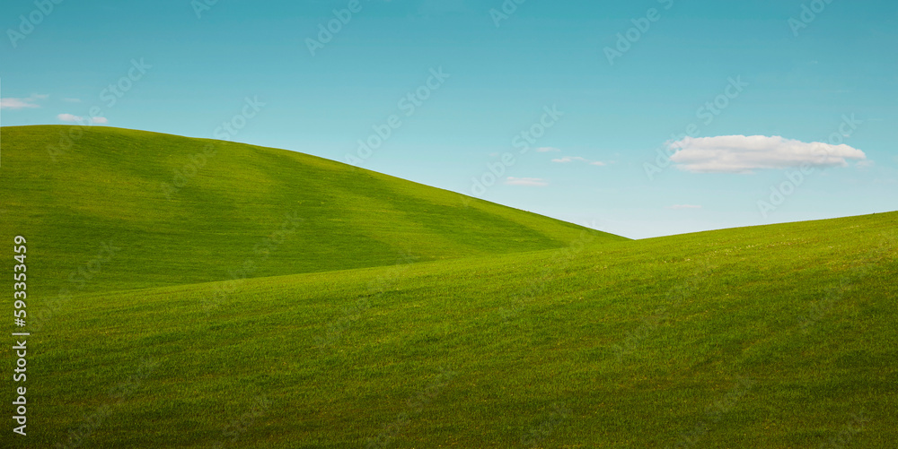 Green rolling hills of Tuscany region in Italy